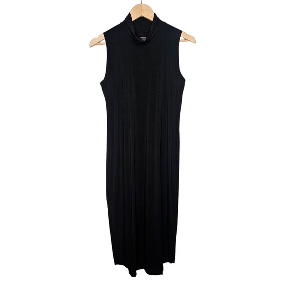 COMMANDO Black Sleeveless Midi Dress Large Mock Neck Micro Modal Spandex Stretch - Picture 1 of 4